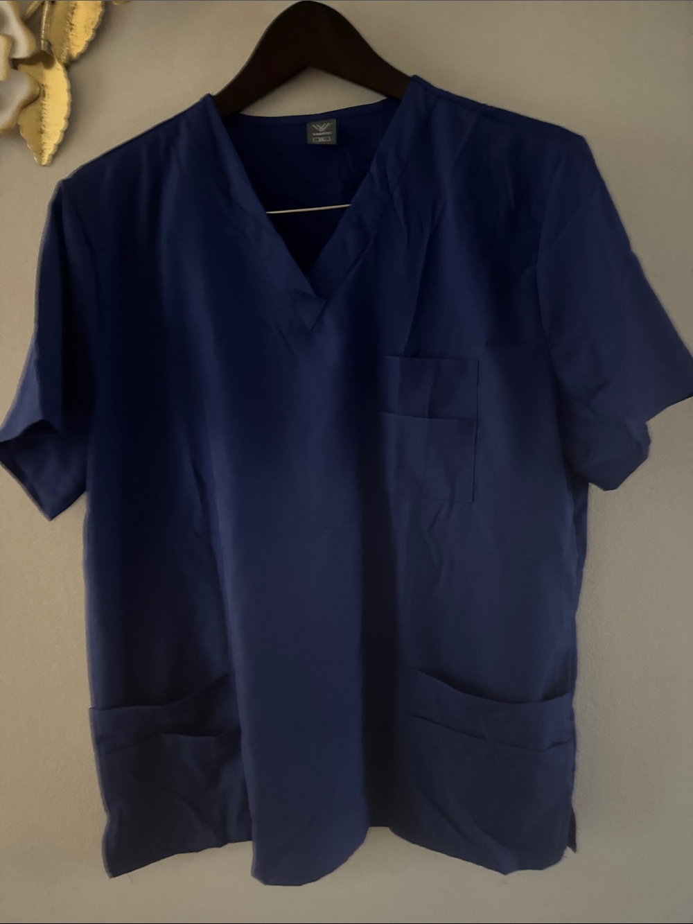 Unbranded Navy V-Neck Medical Scrub Top for Men